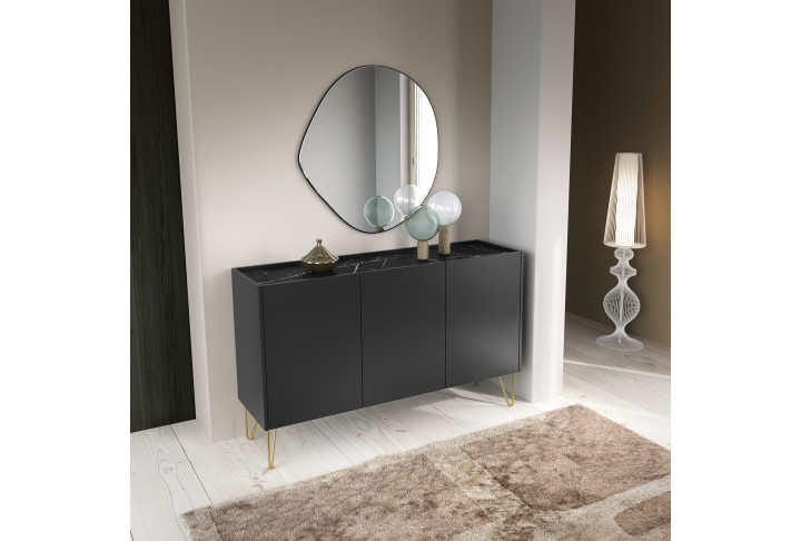 Harmony K-144 Sideboard Schwarz Matt mit Marmoroptik