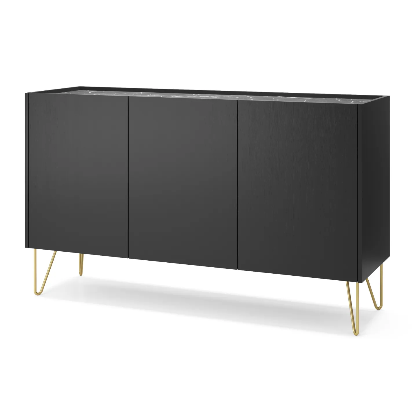 Harmony K-144 Sideboard Schwarz Matt mit Marmoroptik