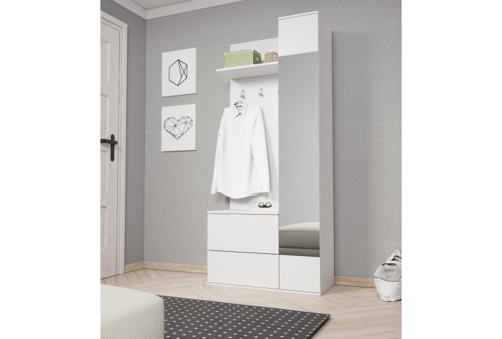 Garderobenset Green mit Sitzbank & Schuhschrank Weiß