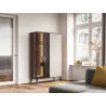 Vitrinenschrank VICI WT-103 mit Glasfront Weiß/Walnuss