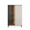 Vitrinenschrank VICI WT-103 mit Glasfront Weiß/Walnuss