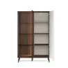 Vitrinenschrank VICI WT-103 mit Glasfront Weiß/Walnuss