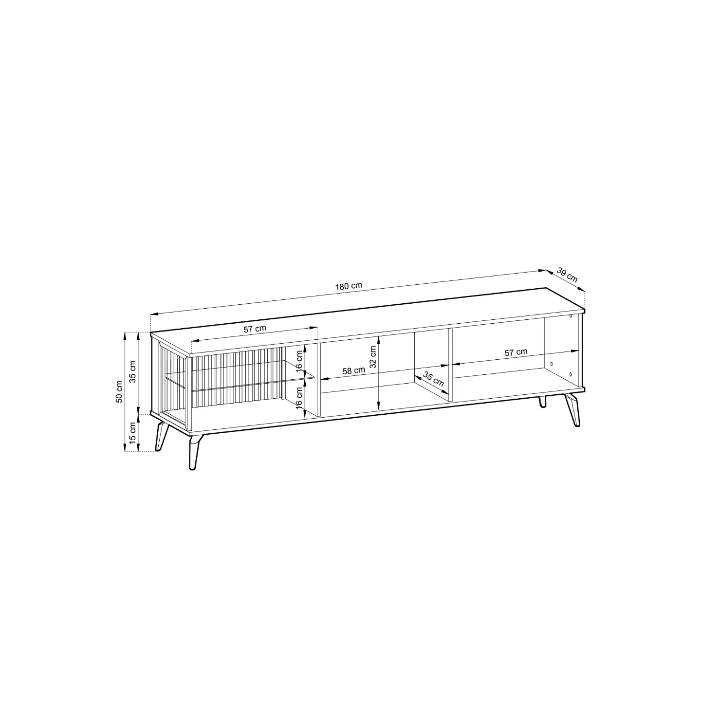 TV-Lowboard VICI RTV-180 Weiß/Walnuss 180 cm