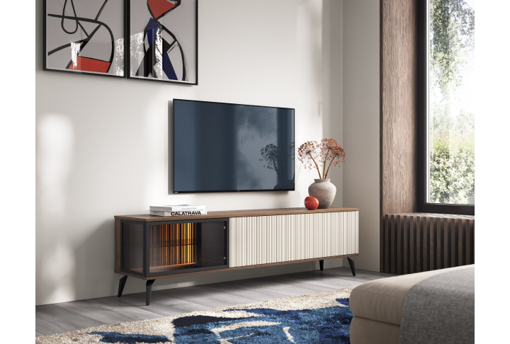 TV-Lowboard VICI RTV-180 Weiß/Walnuss 180 cm