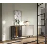 Sideboard VICI K-154 Weiß/Walnuss 154 cm mit Glasfront