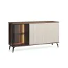 Sideboard VICI K-154 Weiß/Walnuss 154 cm mit Glasfront
