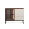 Sideboard VICI KSZ-103 Weiß/Walnuss mit Glasfront