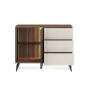 Sideboard VICI KSZ-103 Weiß/Walnuss mit Glasfront