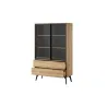 Vitrine SLIDE SZ-100 Eiche/Schwarz mit Glasfront