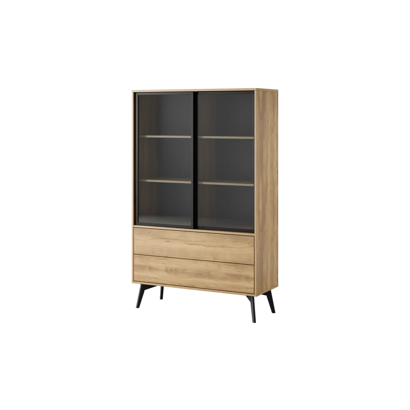 Vitrine SLIDE SZ-100 Eiche/Schwarz mit Glasfront