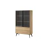 Vitrine SLIDE SZ-100 Eiche/Schwarz mit Glasfront