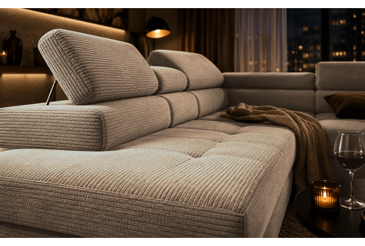 Cord Ecksofa VOYAGE mit Schlaffunktion & Bettkasten | Goldstoff24