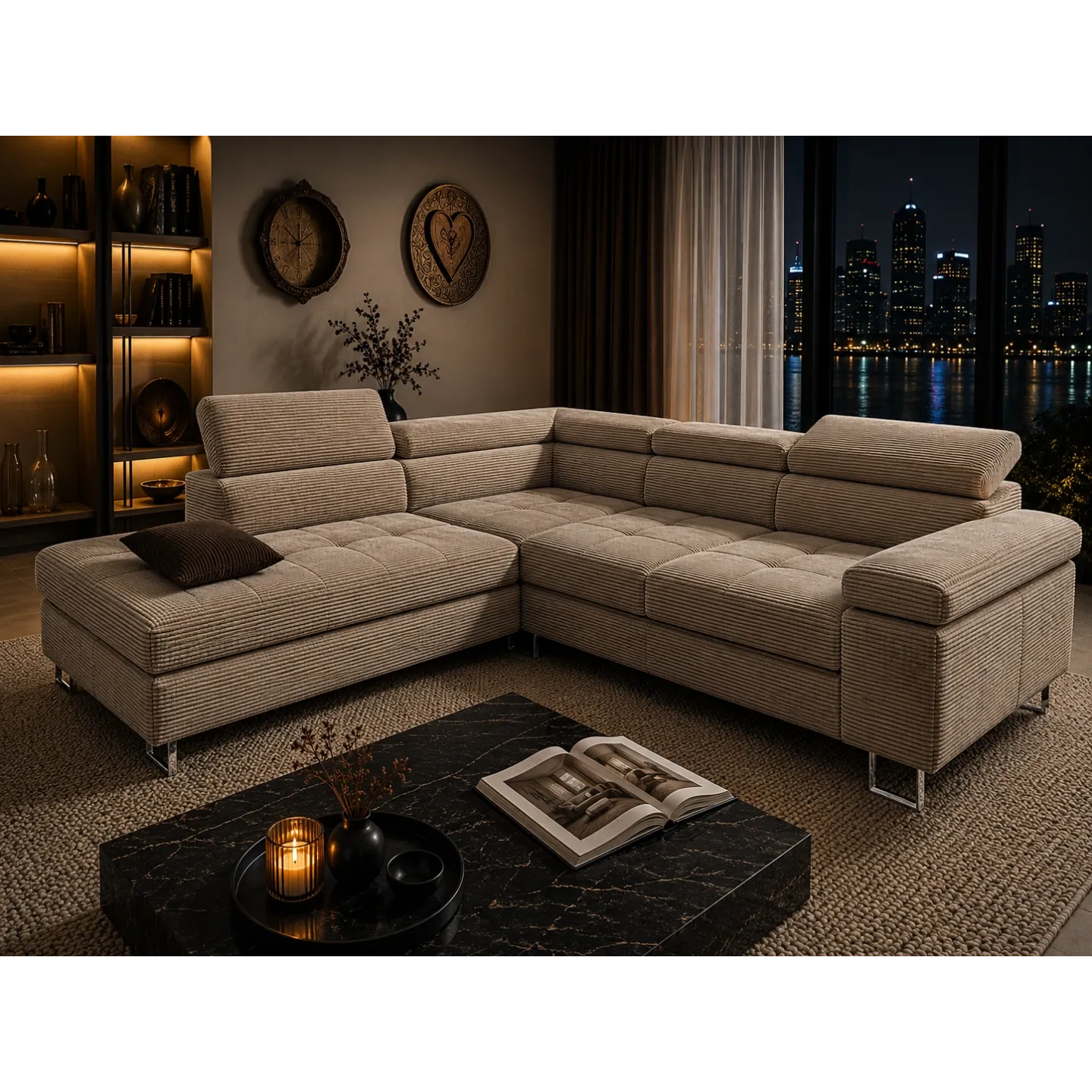 Cord Ecksofa VOYAGE mit Schlaffunktion & Bettkasten | Goldstoff24