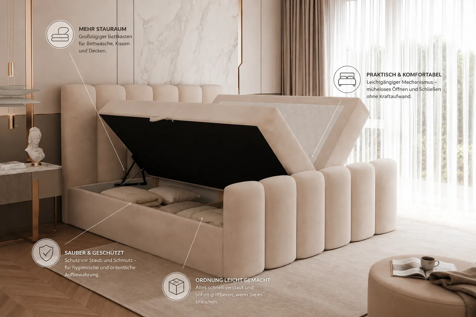 Boxspringbetten mit Stauraum